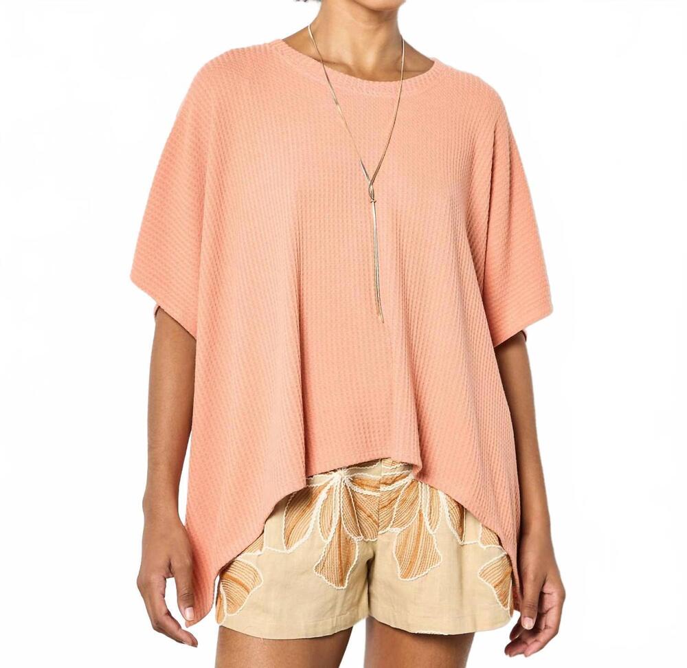 NEW APRICOT waffle hanky hem oversized tee in coral
